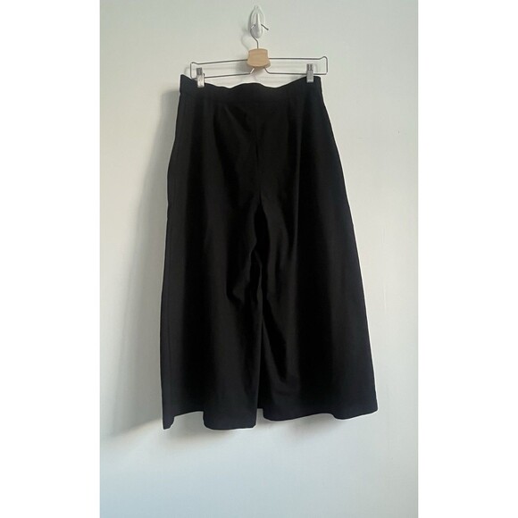 Eileen Fisher Cropped Faux Wrap Front Pants Black Sz M Classic Minimalist - Picture 3 of 7
